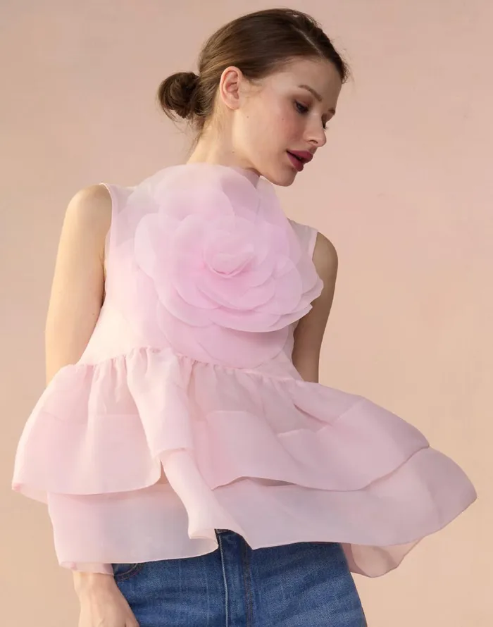 CLOTHING Women Cynthia Rowley Chloe Organza Flower Top