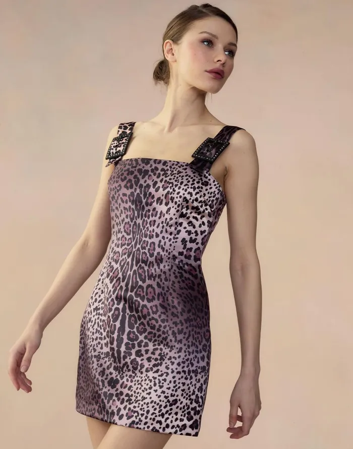 CLOTHING Women Cynthia Rowley Leopardess Satin Dress