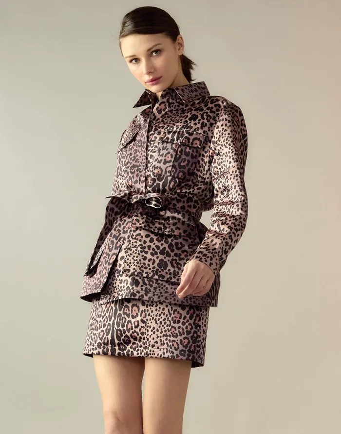 CLOTHING Women Cynthia Rowley Leopardess Satin Safari Jacket