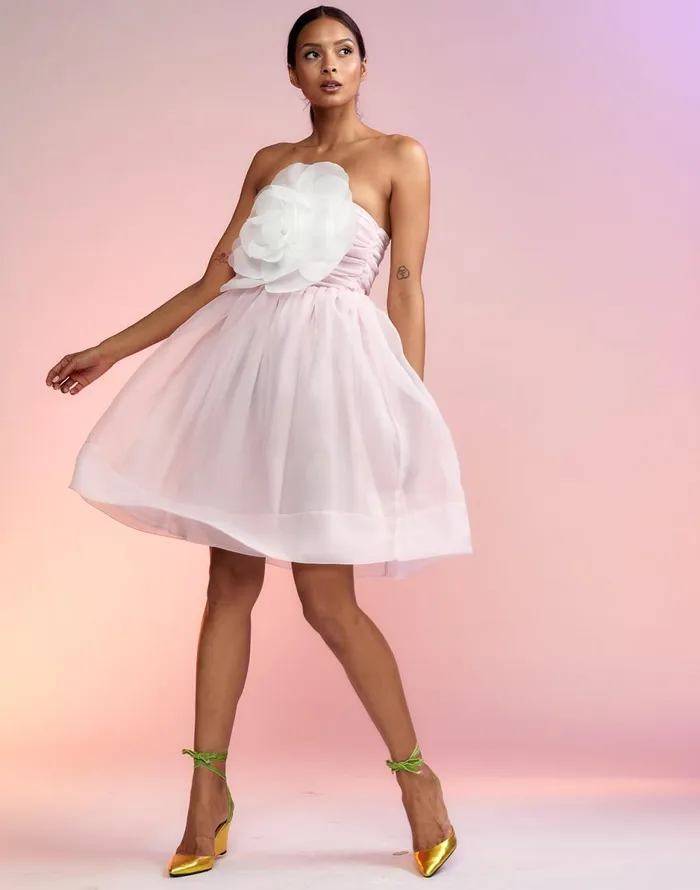 CLOTHING Women Cynthia Rowley Organza Flower Strapless Dress