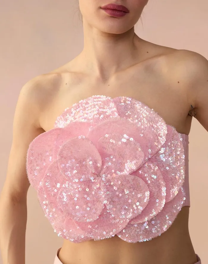 CLOTHING Women Cynthia Rowley Sequin Flower Bandeau