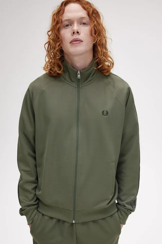 Contrast Tape Track Jacket Laurel Wreath Green Men Fred Perry Track Jackets