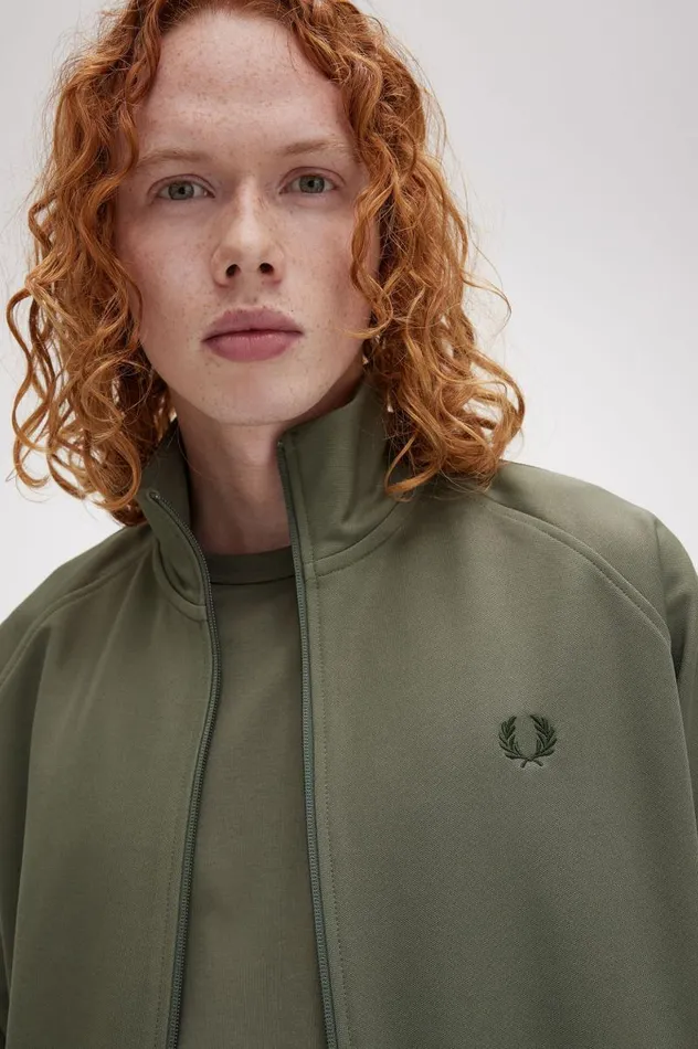 Contrast Tape Track Jacket Laurel Wreath Green Men Fred Perry Track Jackets