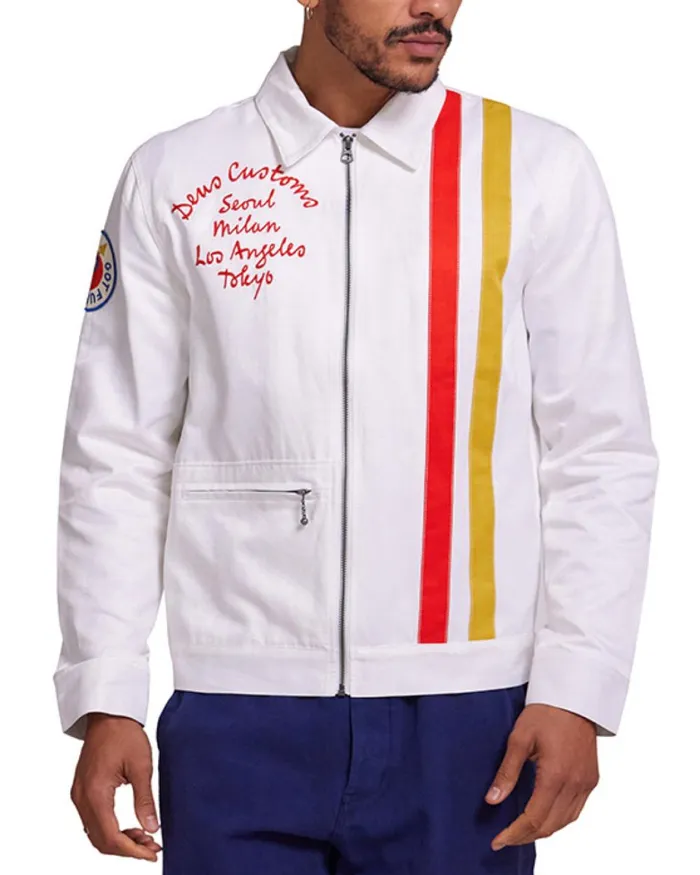 Deus Ex Machina Jackets Men Chime Racing Jacket 8211 Vintage White
