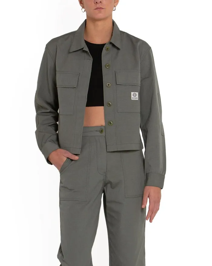 Deus Ex Machina Outerwear Women Cropped BDU Shirt 8211 Agave Green