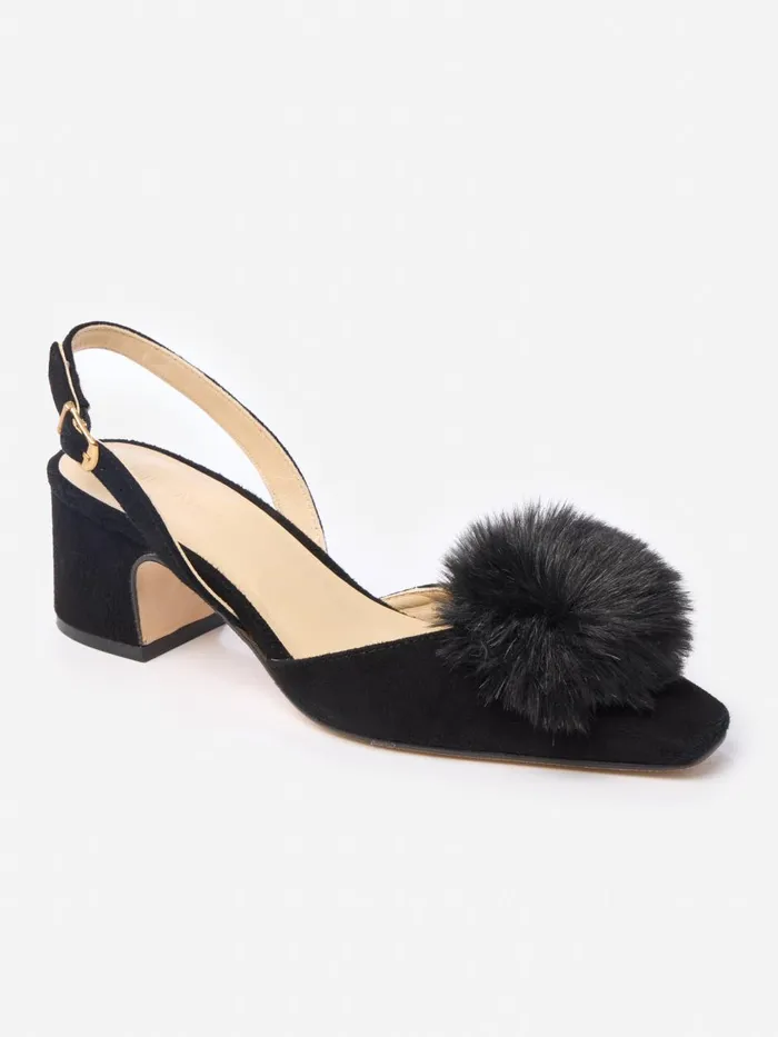Dita Suede Slingback Heels Black Women JMcLaughlin Heels