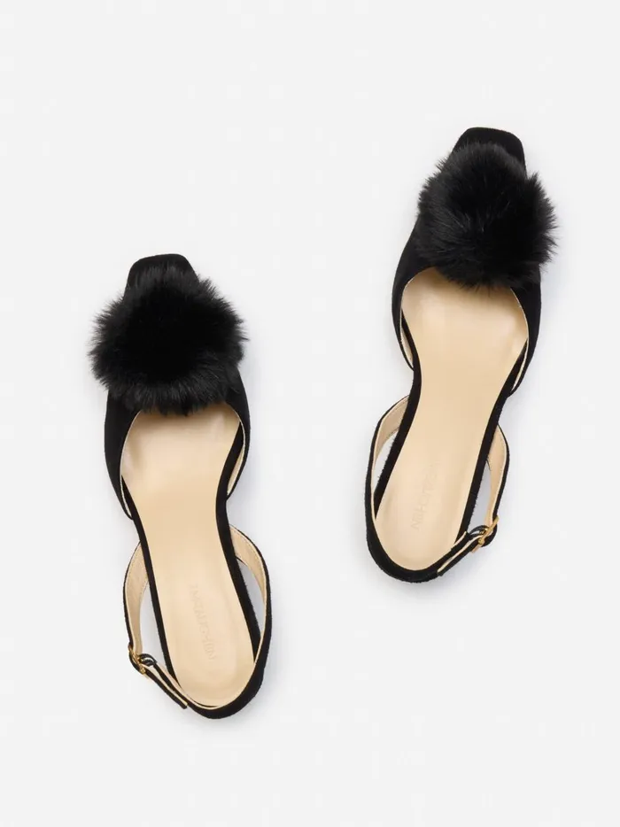 Dita Suede Slingback Heels Black Women JMcLaughlin Heels Dita Suede Slingback Heels Black Women JMcLaughlin Heels