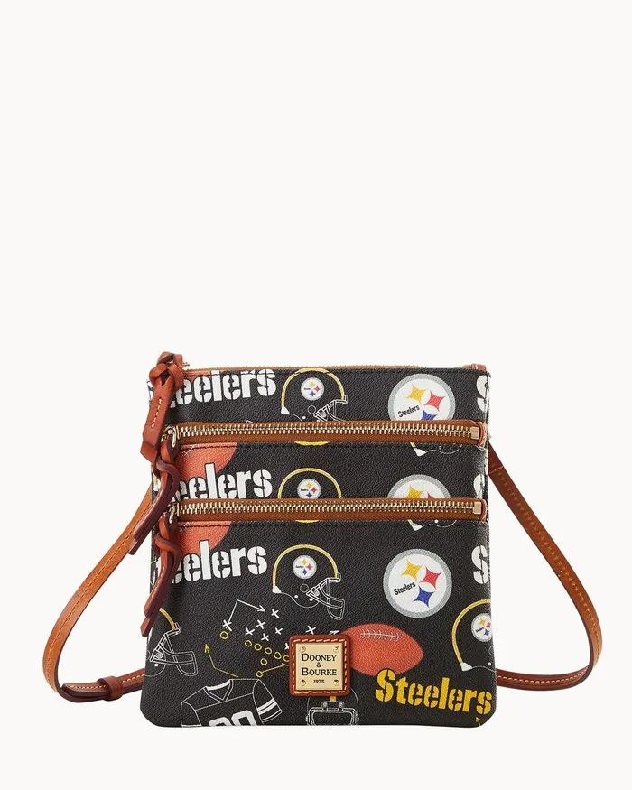 Dooney and Bourke Crossbodies Women NFL Steelers North South Triple Zip Crossbody Steelers Dooney and Bourke Crossbodies Women NFL Steelers North South Triple Zip Crossbody Steelers