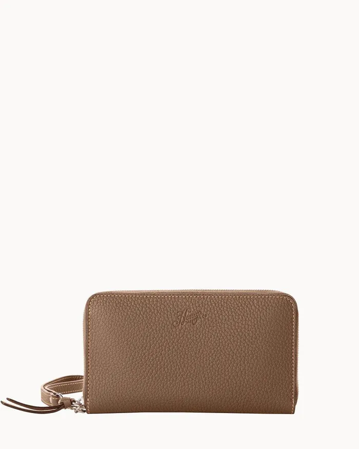 Dooney and Bourke Wallets Women Henrys Large Zip Around Wristlet Dark Taupe