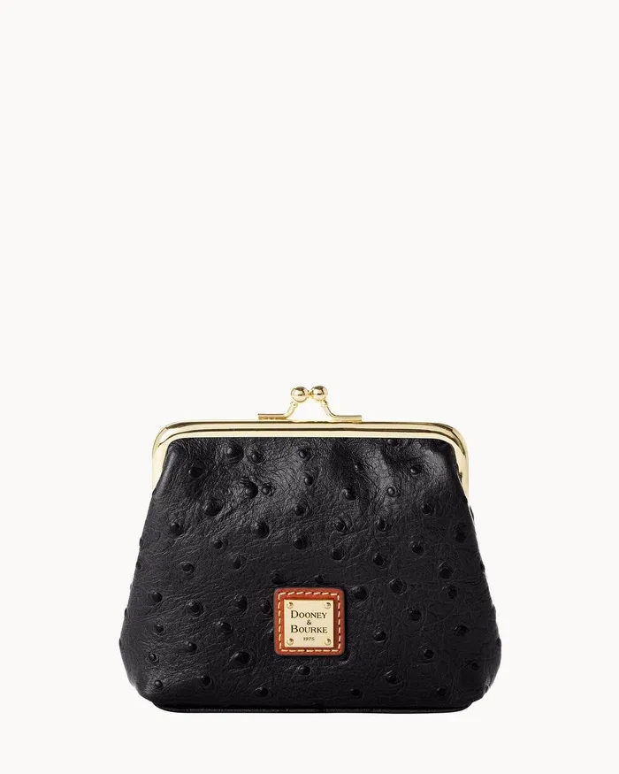 Dooney and Bourke Wallets Women Ostrich Large Frame Purse Black