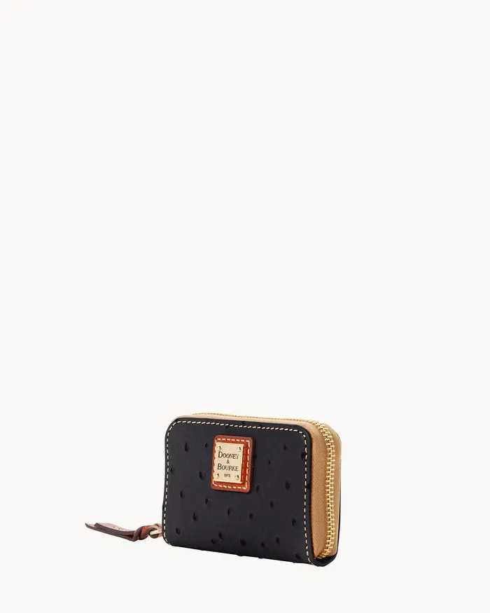 Dooney and Bourke Wallets Women Ostrich Large Zip Around Credit Card Case Black Dooney and Bourke Wallets Women Ostrich Large Zip Around Credit Card Case Black