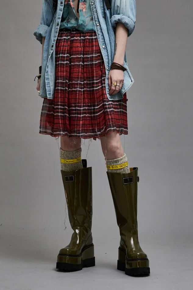 Dresses and Skirts Women R13 Double Layer Kilt Skirt 8211 Red Plaid