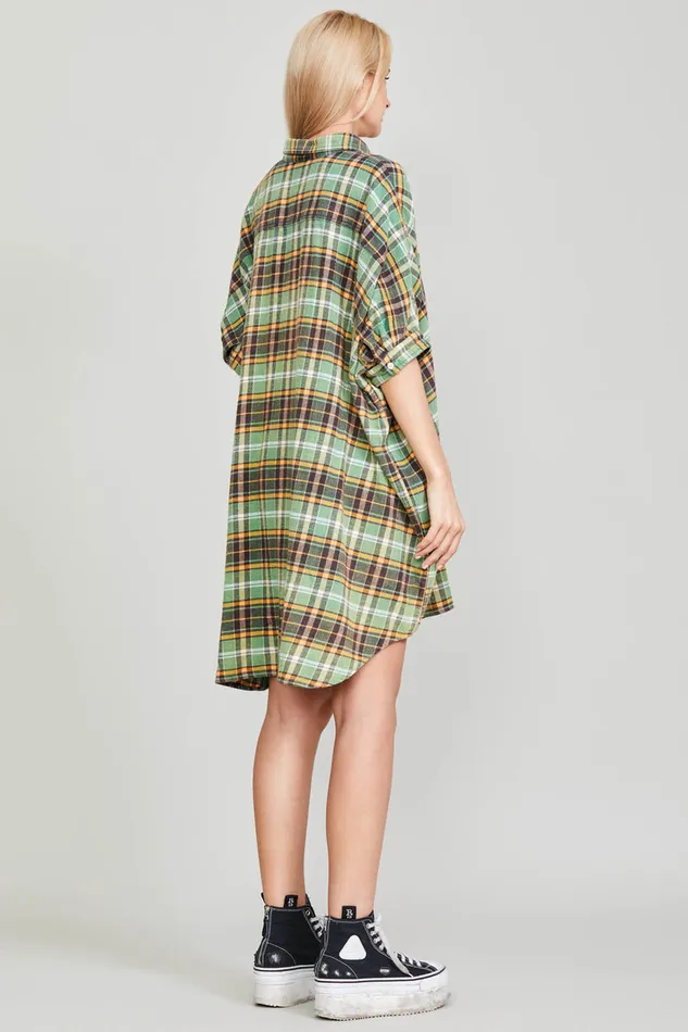 Dresses and Skirts Women R13 Oversized Boxy Shirtdress 8211 Green Plaid