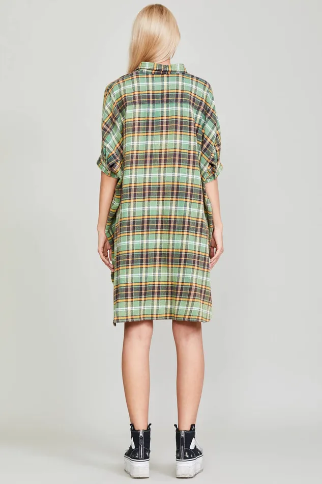 Dresses and Skirts Women R13 Oversized Boxy Shirtdress 8211 Green Plaid