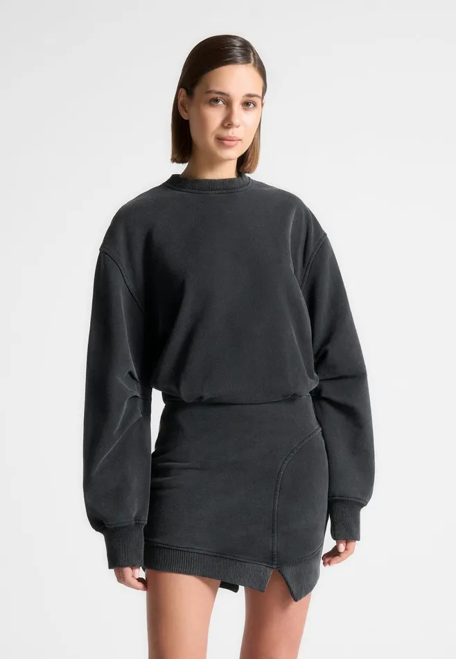 Dresses Women Manire De Voir Asymmetric Hem Jumper Dress Washed Black