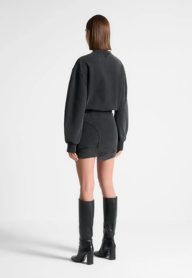 Dresses Women Manire De Voir Asymmetric Hem Jumper Dress Washed Black
