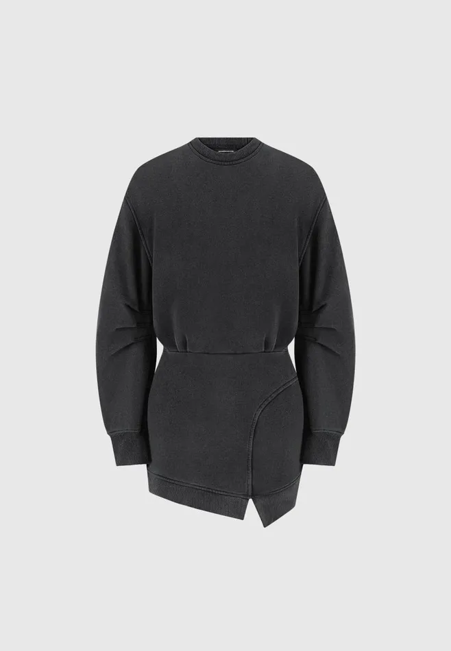 Dresses Women Manire De Voir Asymmetric Hem Jumper Dress Washed Black