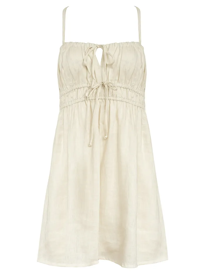 Faithfull The Brand 8211 Shivka Mini Dress in Egg Shell Women Dresses The UNDONE