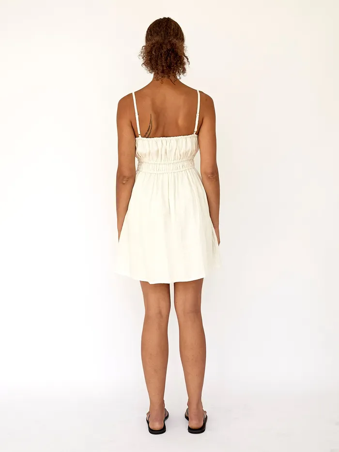 Faithfull The Brand 8211 Shivka Mini Dress in Egg Shell Women Dresses The UNDONE