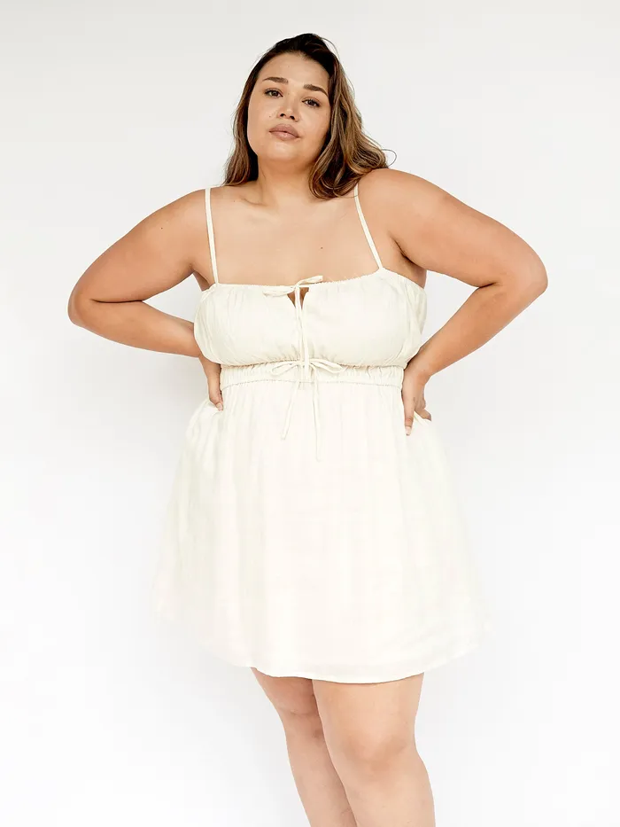 Faithfull The Brand 8211 Shivka Mini Dress in Egg Shell Women Dresses The UNDONE