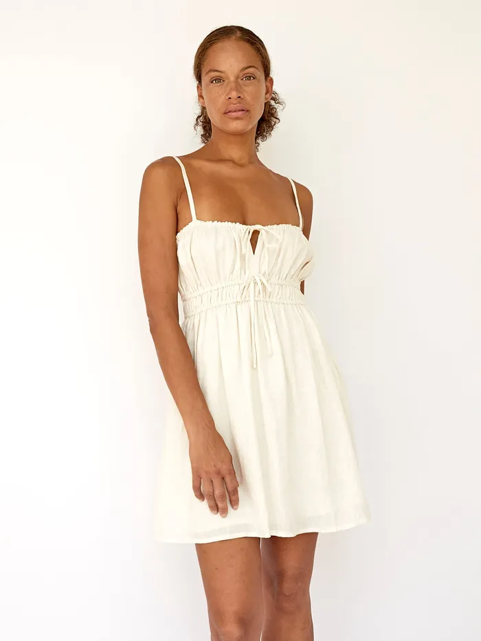 Faithfull The Brand 8211 Shivka Mini Dress in Egg Shell Women Dresses The UNDONE