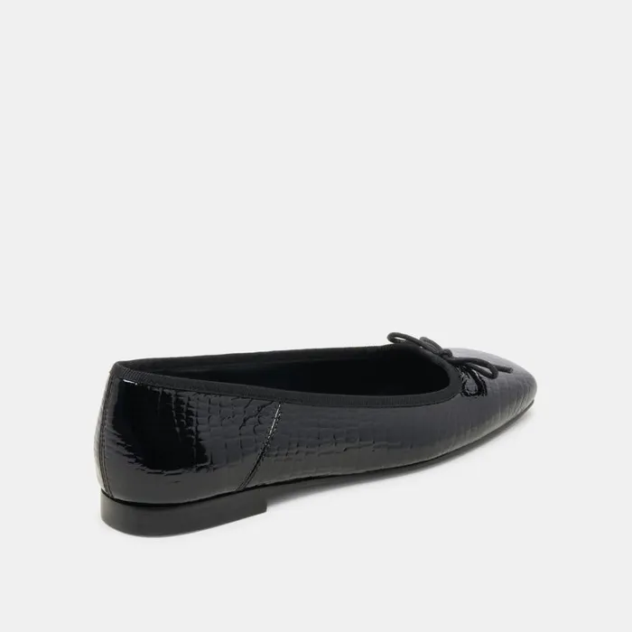 Flats and Loafers Women Dolce Vita Anisa Ballet Flats Noir Embossed Leather