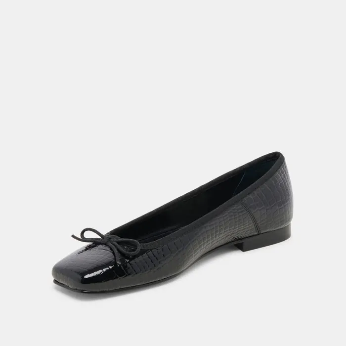 Flats and Loafers Women Dolce Vita Anisa Ballet Flats Noir Embossed Leather