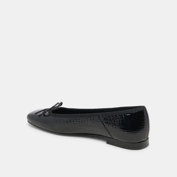 Flats and Loafers Women Dolce Vita Anisa Ballet Flats Noir Embossed Leather