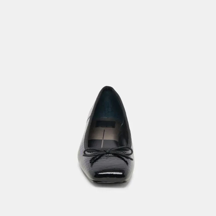 Flats and Loafers Women Dolce Vita Anisa Ballet Flats Noir Embossed Leather
