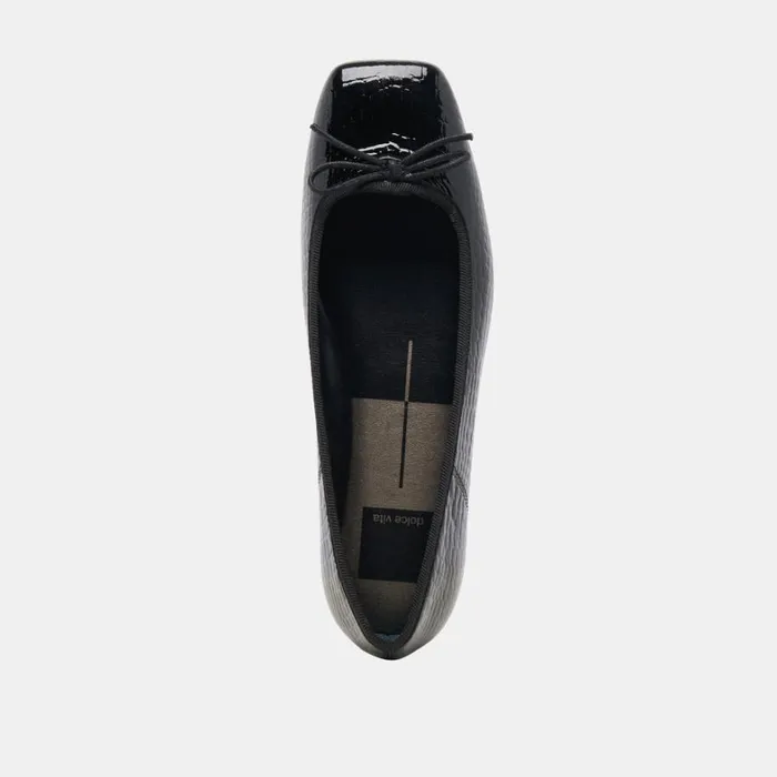 Flats and Loafers Women Dolce Vita Anisa Ballet Flats Noir Embossed Leather