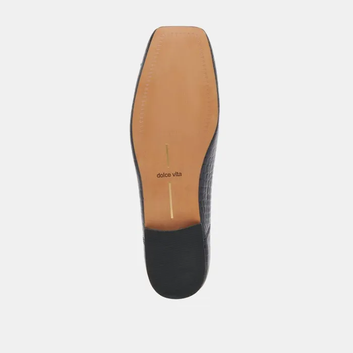 Flats and Loafers Women Dolce Vita Anisa Ballet Flats Noir Embossed Leather