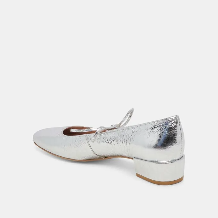 Flats and Loafers Women Dolce Vita Ardien Heels Silver Crinkle Patent