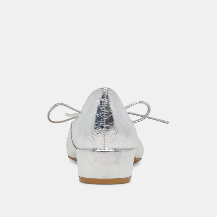 Flats and Loafers Women Dolce Vita Ardien Heels Silver Crinkle Patent