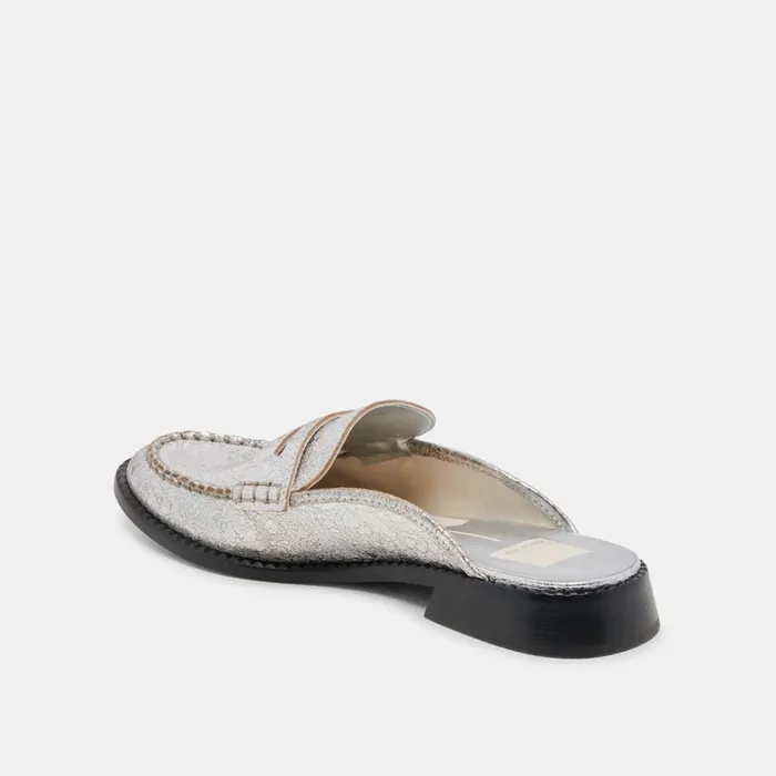 Flats and Loafers Women Dolce Vita Havan Loafers Silver Distressed Leather