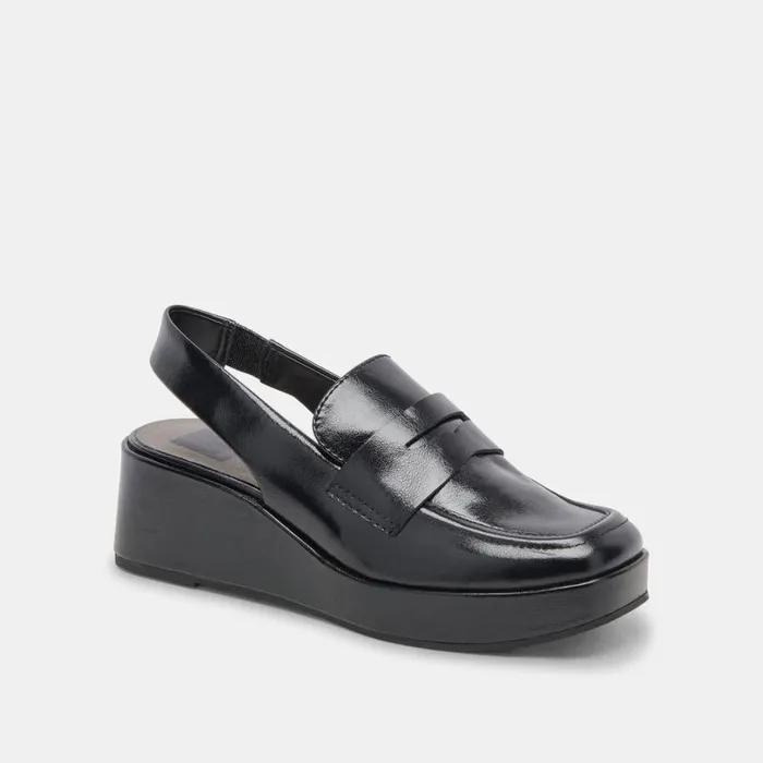 Flats and Loafers Women Dolce Vita Nada Loafers Midnight Crinkle Patent