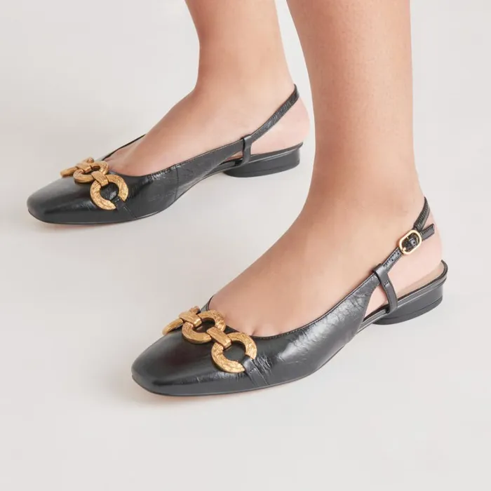 Flats and Loafers Women Dolce Vita Ramano Flats Midnight Crinkle Patent
