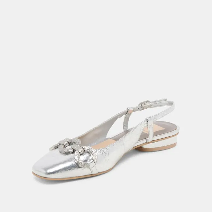 Flats and Loafers Women Dolce Vita Ramano Flats Silver Distressed Leather
