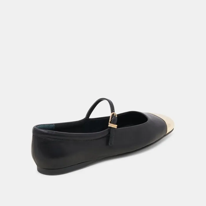 Flats and Loafers Women Dolce Vita Reyes Toe Cap Ballet Flats Black Leather