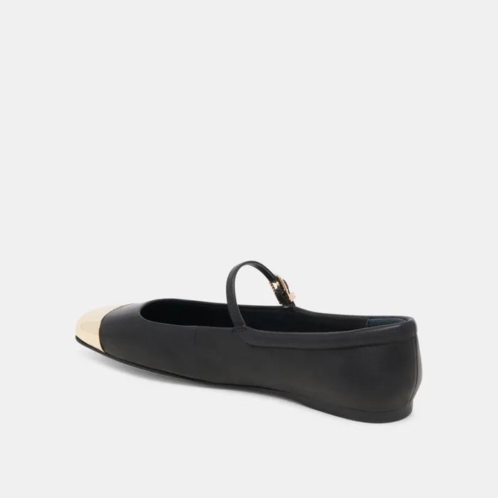 Flats and Loafers Women Dolce Vita Reyes Toe Cap Ballet Flats Black Leather