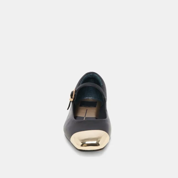Flats and Loafers Women Dolce Vita Reyes Toe Cap Ballet Flats Black Leather