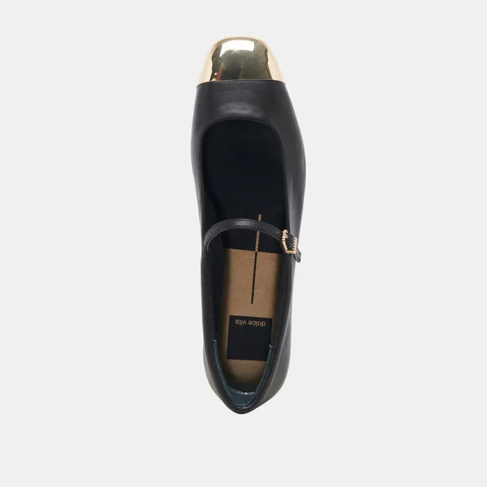 Flats and Loafers Women Dolce Vita Reyes Toe Cap Ballet Flats Black Leather
