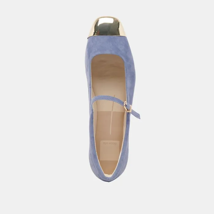 Flats and Loafers Women Dolce Vita Reyes Toe Cap Ballet Flats Bluebell Suede