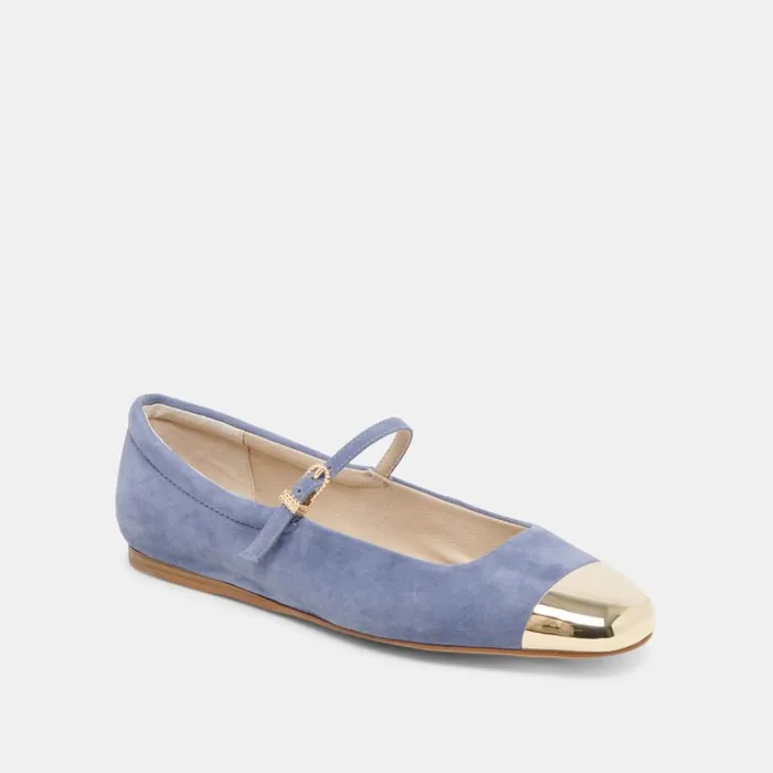 Flats and Loafers Women Dolce Vita Reyes Toe Cap Ballet Flats Bluebell Suede