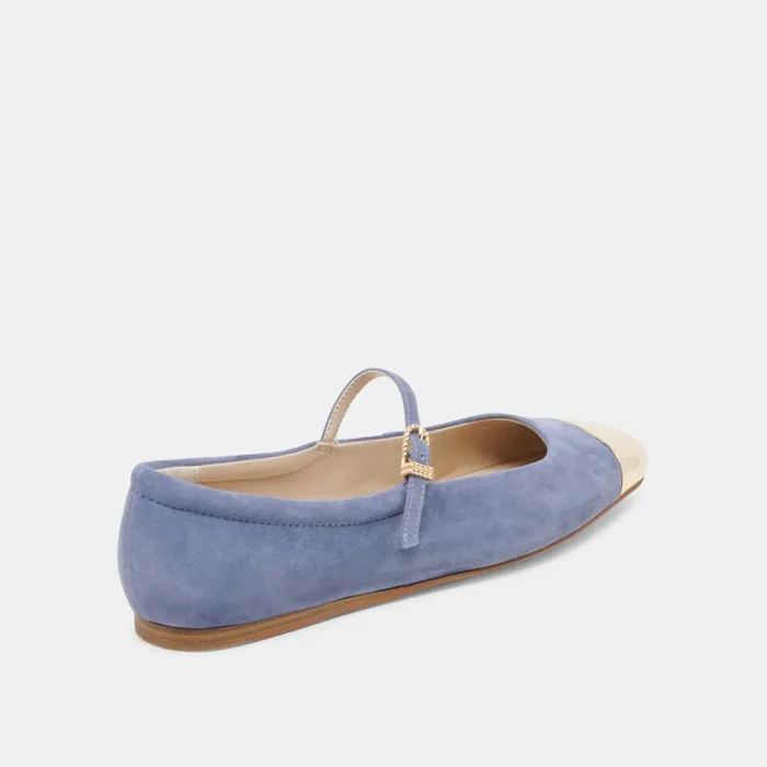 Flats and Loafers Women Dolce Vita Reyes Toe Cap Ballet Flats Bluebell Suede