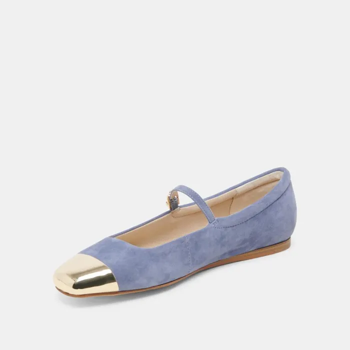 Flats and Loafers Women Dolce Vita Reyes Toe Cap Ballet Flats Bluebell Suede