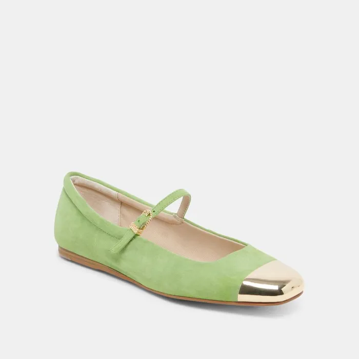 Flats and Loafers Women Dolce Vita Reyes Toe Cap Ballet Flats Lime Suede