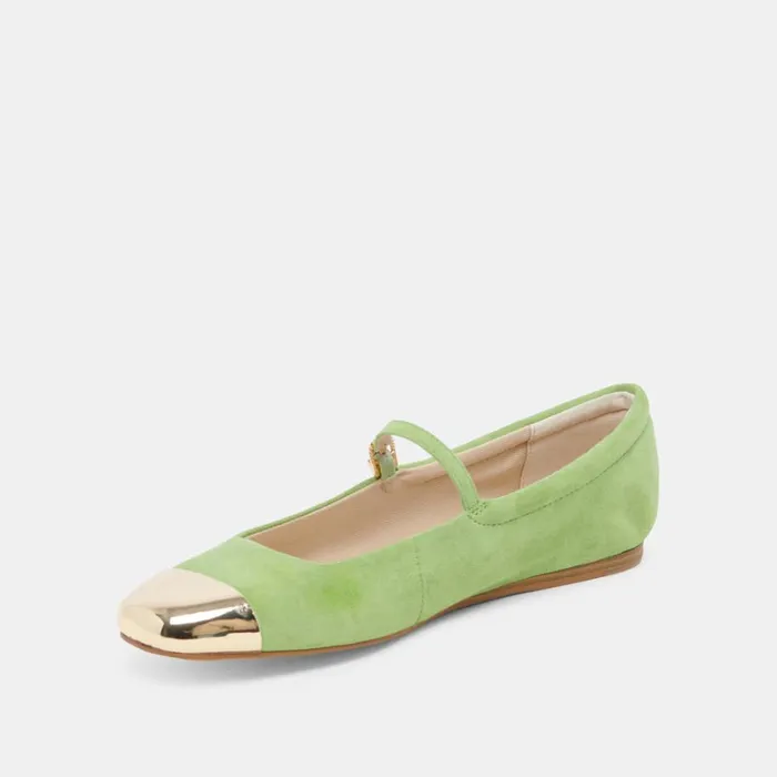 Flats and Loafers Women Dolce Vita Reyes Toe Cap Ballet Flats Lime Suede