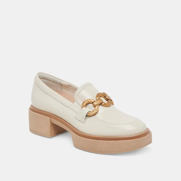 Flats and Loafers Women Dolce Vita Sheena Loafers Ivory Crinkle Patent