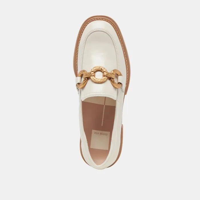 Flats and Loafers Women Dolce Vita Sheena Loafers Ivory Crinkle Patent