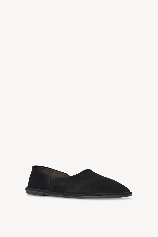 Flats Women The Row Canal Slip On In Suede Black